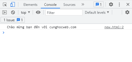 Ví dụ 3 của console.log trong Javascript